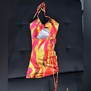 SHEIN Colorful Striped Halter Dress